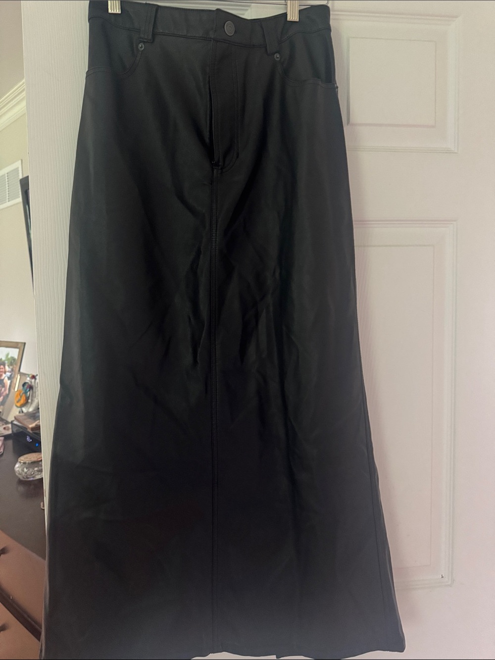 Free People City Slicker  Faux VeganLeather A-Line Maxi Skirt